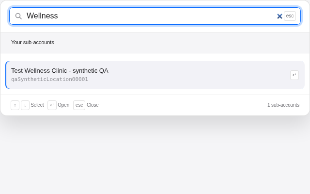 Real EzTabs client search with a synthetic test record
